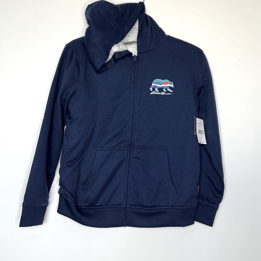 EDDIE BAUER SHERPA LINED HOODED ZIP JACKET ~ SIZE 14 ~ NWT